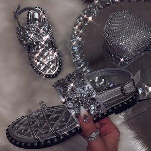 Silver Embellished Women's Sandals